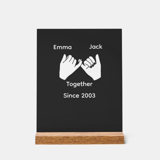 Personalized couple with custom names and year acrylic sign (Front)