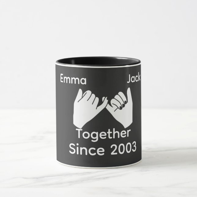 Personalized couple with custom names and year mug (Center)