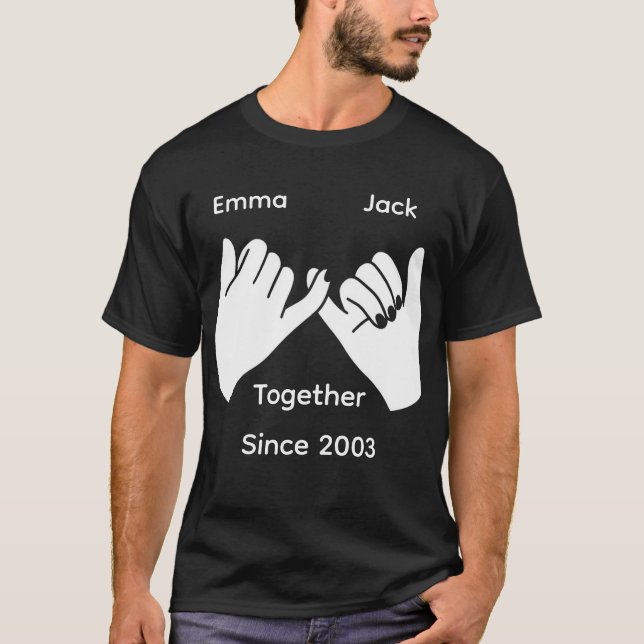 Personalized couple with custom names and year T-Shirt (Front)