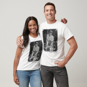 Personalized couples photo frame and text  T-Shirt