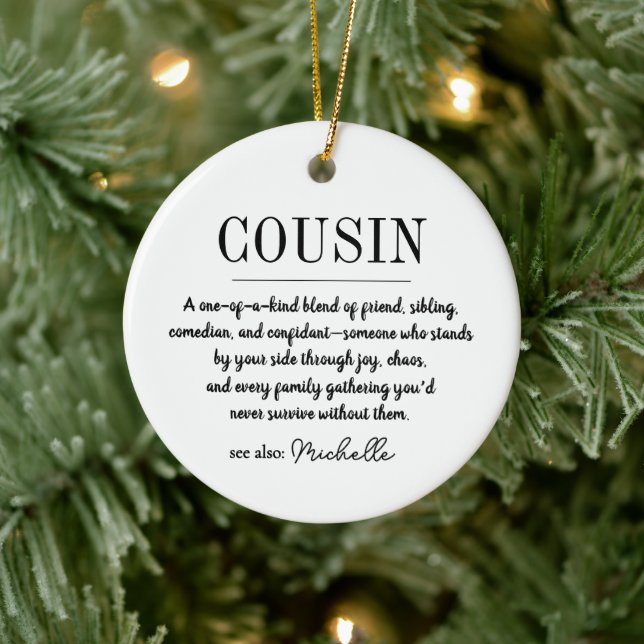 Personalized Cousin Funny Cousin Definition Ceramic Tree Decoration (Tree)