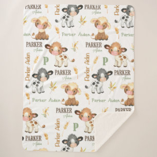 Personalized Cow Baby Blanket   60x80 Sherpa