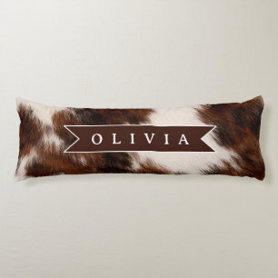 Personalized Cow Print Cowgirl Western Style Gift Body Cushion