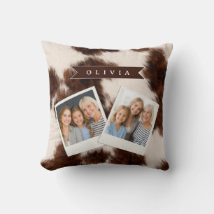 Personalized Cow Print Cowgirl Western Style Gift Cushion