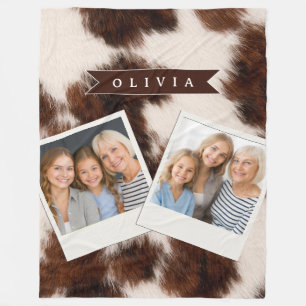 Personalized Cow Print Cowgirl Western Style Gift Fleece Blanket