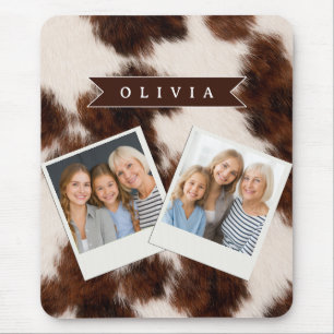 Personalized Cow Print Cowgirl Western Style Gift Mouse Mat