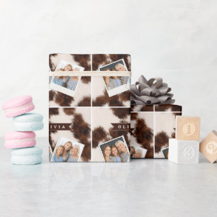 Personalized Cow Print Cowgirl Western Style Gift Wrapping Paper