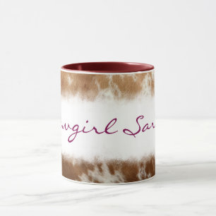 Personalized cowgirl Cowhide Pattern Mug Western