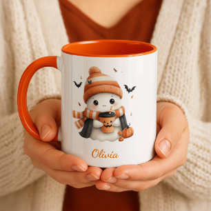 Personalized Cozy Ghost and Pumpkin Spice Autumn M Mug