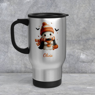 Personalized Cozy Ghost and Pumpkin Spice Autumn M Travel Mug