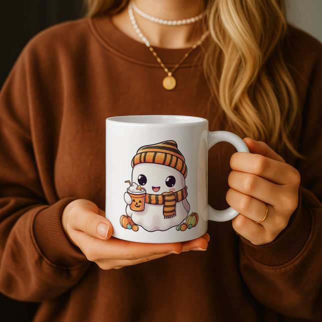 Personalized Cozy Ghost Pumpkin Spice Mug (Creator Uploaded)