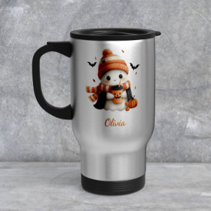 Personalized Cozy Ghost Pumpkin Travel Mug