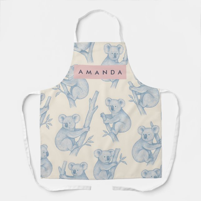 Personalized Cozy Koala Pattern Apron (Front)