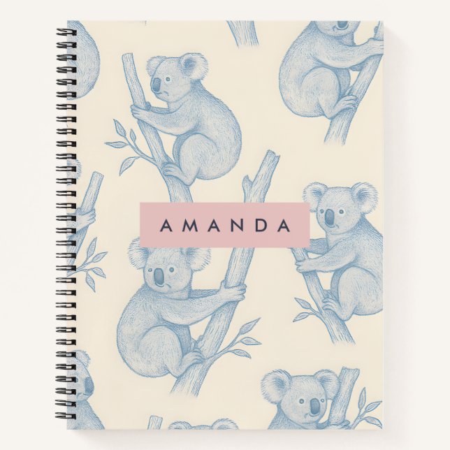 Personalized Cozy Koala Pattern Notebook (Front)