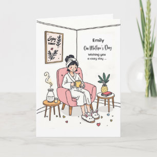 Personalized Cozy Mom Gift Cute Relaxing Self Care Card