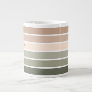 Personalized Cozy Neutral Retreat Striped Jumbo Large Coffee Mug