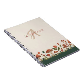 Personalized Cozy Woodland Mushrooms Notebook