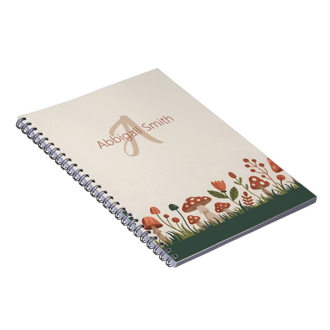 Personalized Cozy Woodland Mushrooms Notebook (Right Side)