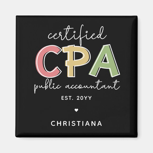 Personalized CPA Certified Public Accountant Gifts Magnet (Front)