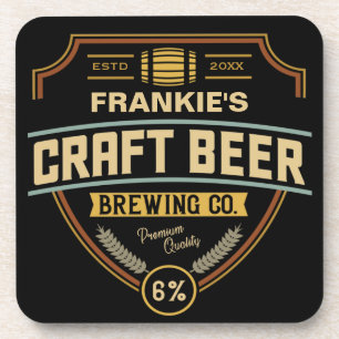 Personalized Craft Beer Label Brewing Company Bar Coaster