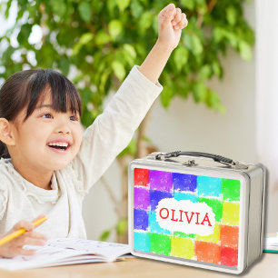 Personalized Crayon Blocks Kids Metal Lunch Box