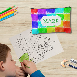 Personalized Crayon Blocks Kids Pencils Case Accessory Pouch