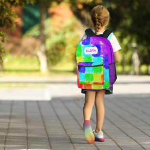 Personalized Crayon Blocks Kids Printed Backpack