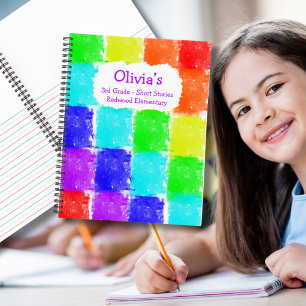 Personalized Crayon Colored Blocks Short Stories Notebook