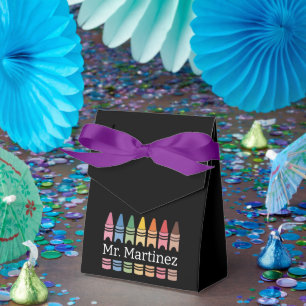 Personalized Crayon Teacher Name Cute Back School Favour Box