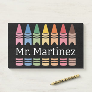 Personalized Crayon Teacher Name Cute Back School Post-it Notes