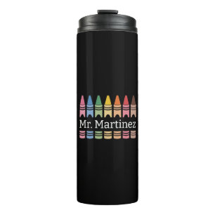 Personalized Crayon Teacher Name Cute Back School Thermal Tumbler