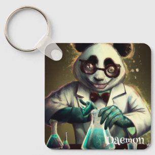 PERSONALIZED CRAZY SCIENTIST PANDA MIXING POTIONS KEY RING
