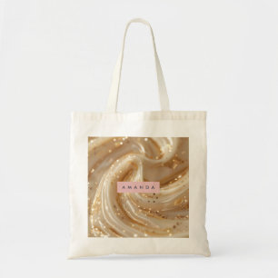 Personalized Creamy Caramel Gold Swirl Elegant Tote Bag