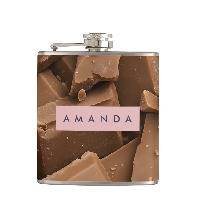 Personalized Creamy Milk Chocolate Chunk  Hip Flask (Front)