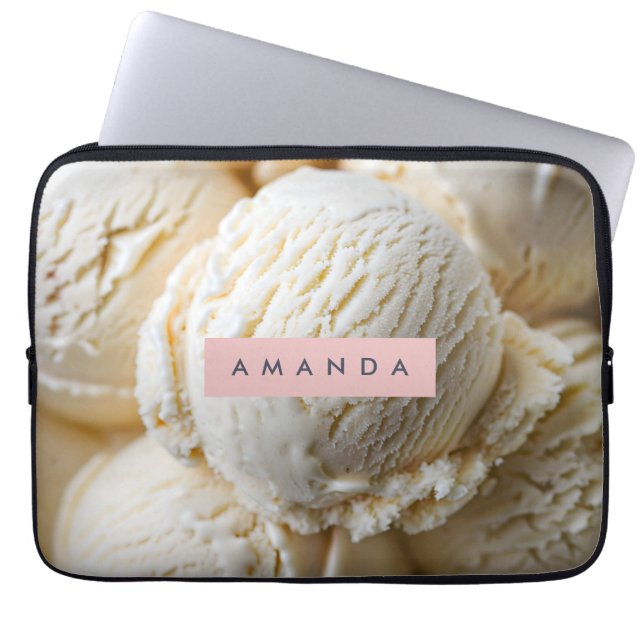 Personalized Creamy Vanilla Ice Cream  Laptop Sleeve (Front)