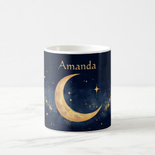Personalized Crescent Moon and Stars Night Sky Coffee Mug