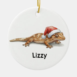 Personalized Crested Gecko at Christmas Ceramic Tree Decoration