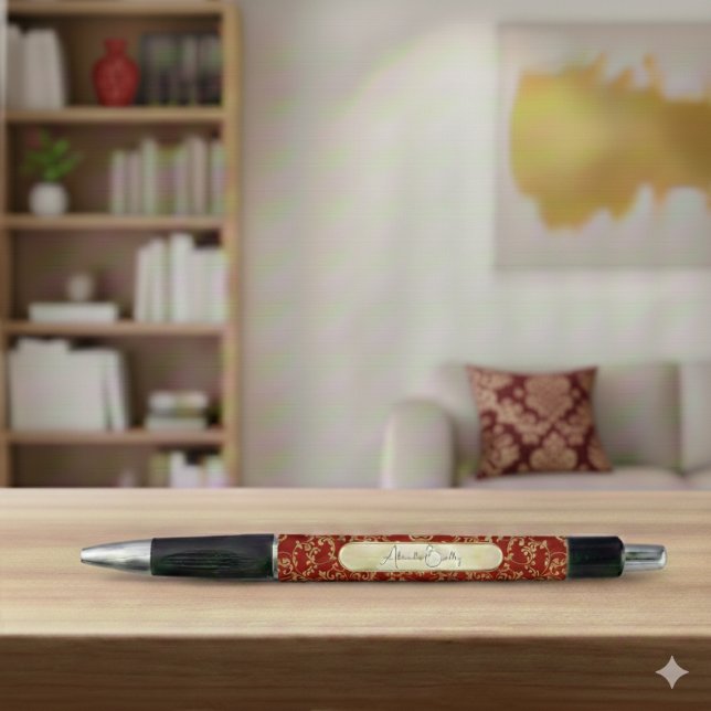 Personalized Crimson Gold Damask Pattern (Creator Uploaded)