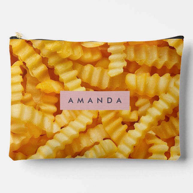Personalized Crinkle Cut French Fries Design Accessory Pouch (Front)