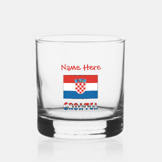 Personalized Croatia Flag Whiskey Glass
