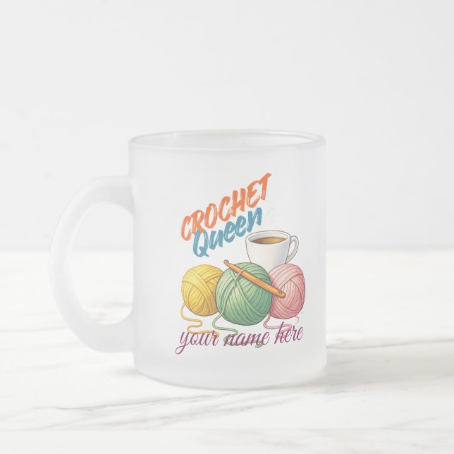 Personalized Crochet Queen Mug - Custom Name  (Left)