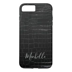 Personalized Crocodile Print Phone Case Black