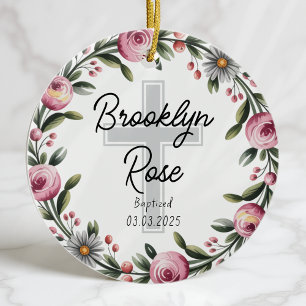 Personalized Cross Christening Baptism Favor Ceramic Tree Decoration