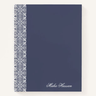 Personalized crown blue Floral Notebook