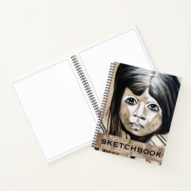 Personalized Cubism Charcoal Portrait Sketchbook Notebook (Inside)