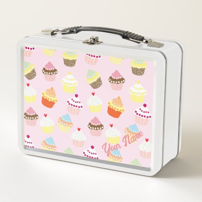 PERSONALIZED CUPCAKES PATTERN METAL LUNCH BOX (Front)