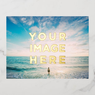 Personalized Custom 2 Photo Foil Holiday Postcard