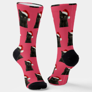 Personalized Custom Black Kitty Cat Christmas  Socks