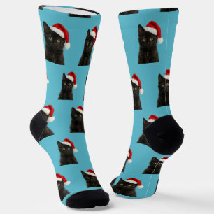 Personalized Custom Black Kitty Cat Christmas Socks