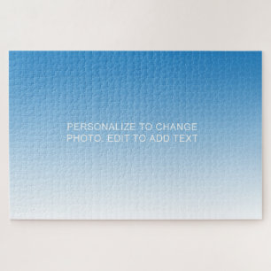 Personalized Custom Blue Artwork Photo Add Text Jigsaw Puzzle